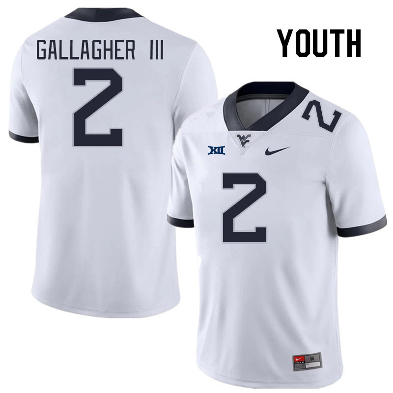 Youth #2 Rodney Gallagher III West Virginia Mountaineers College Football Jerseys Stitched Sale-Whit